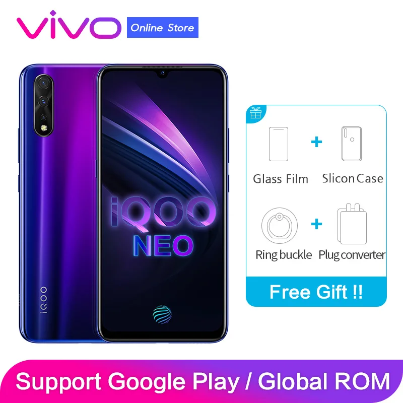 Vivo iqoo Neo Global rom 3 камеры 2340x1080P 6,3" экран 2 sim-карты отпечаток пальца лица ID Snapdragon 845 восьмиядерный смартфон