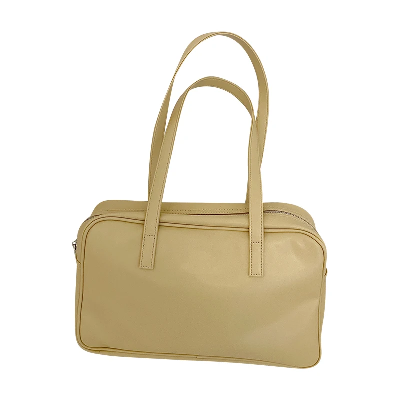 Large Capacity Soild Colour Women Shoulder Bag Vintage PU Leather Girl Handbags Simple Female Causal Tote for Daily Bolso Mujer