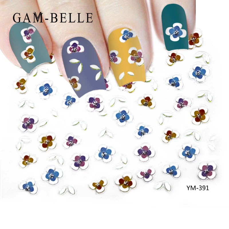 

GAM-BELLE 1PCS Cartoon Sticker Petals 3D Sticker Nails Designs Beautiful DIY Rose Flower Decals for Manicure Foils Nail Tips