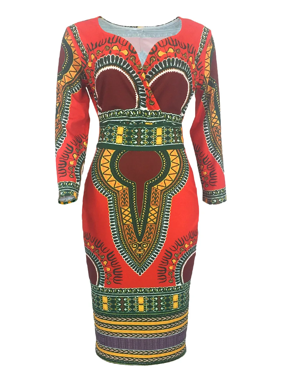 

2020 new arrived fashion women's African ethnic style three-quarter sleeve V-neck dress