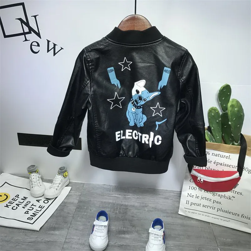 

Boys Jacket Coat Kids Leather Jacket Children Spring Autumn Waterproof Windproof Coat Children Overwear Boys PU jacket 2-6years