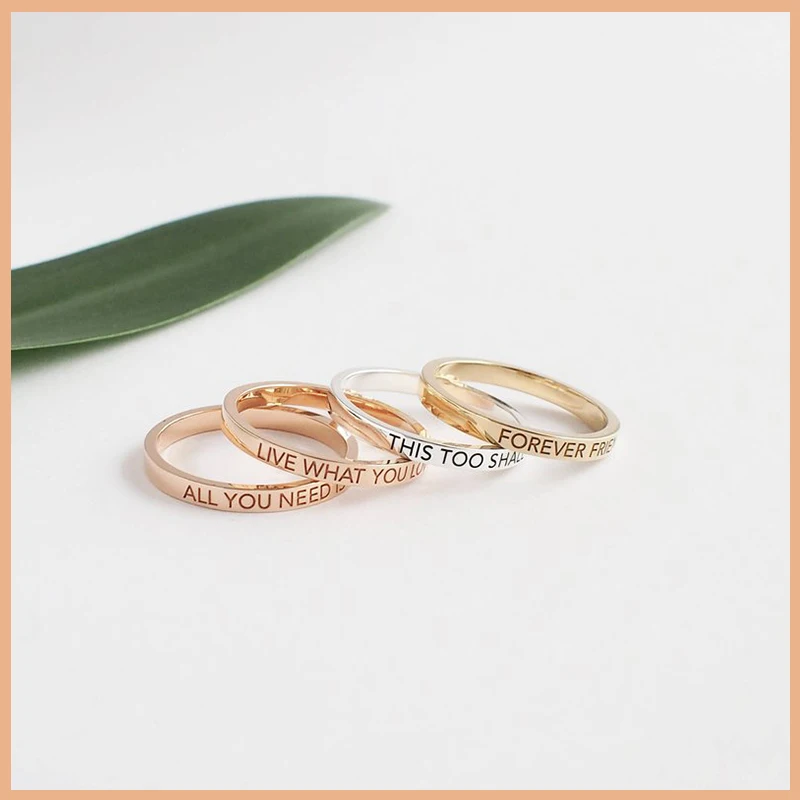 SG персонализированные кольца из розового золота с гравировкой на заказ