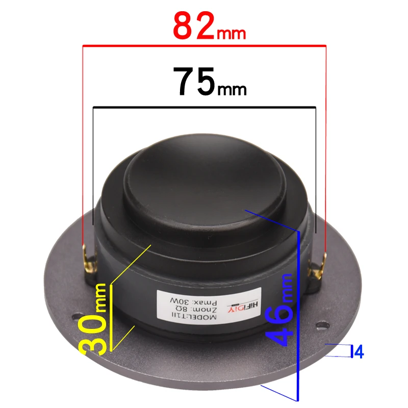HIFIDIY LIVE T1II 4 inch 4.5 Tweeter Speaker Unit aluminum panel transparent Silk membrane 8OHM30W Treble Loudspeaker 94~120mm |