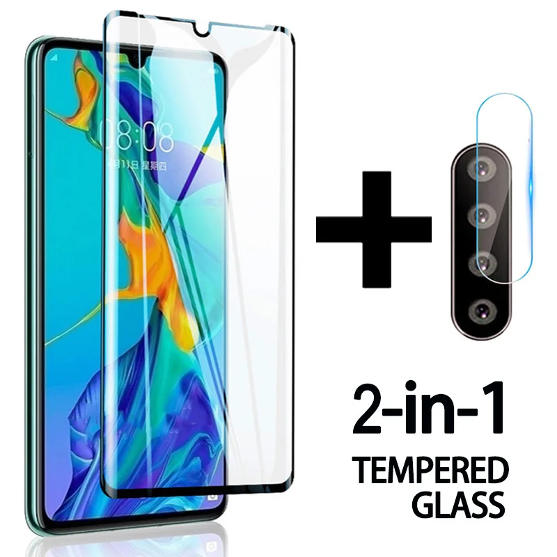2 в 1 защитное стекло на huawei P30 облегченное Закаленное Защитная пленка для камеры