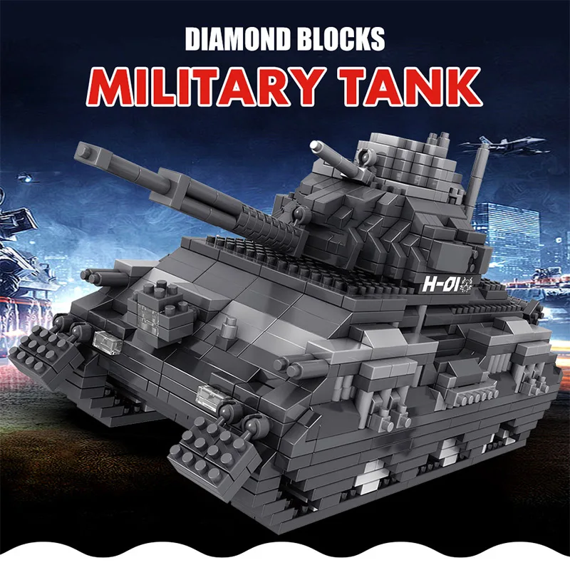 1350pcs Mini Blocks Military Army Tank Model Building Soldier Figures Damond Bricks WW2 Educational Toys for Children | Игрушки и хобби