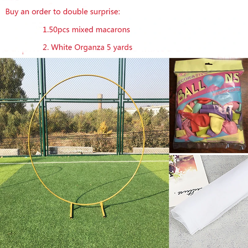 gold Iron Circle Wedding Arch Props Background Single Arch Flower Outdoor Lawn Wedding Flower Door Rack Wedding Birthday Decoration - Цвет: gold