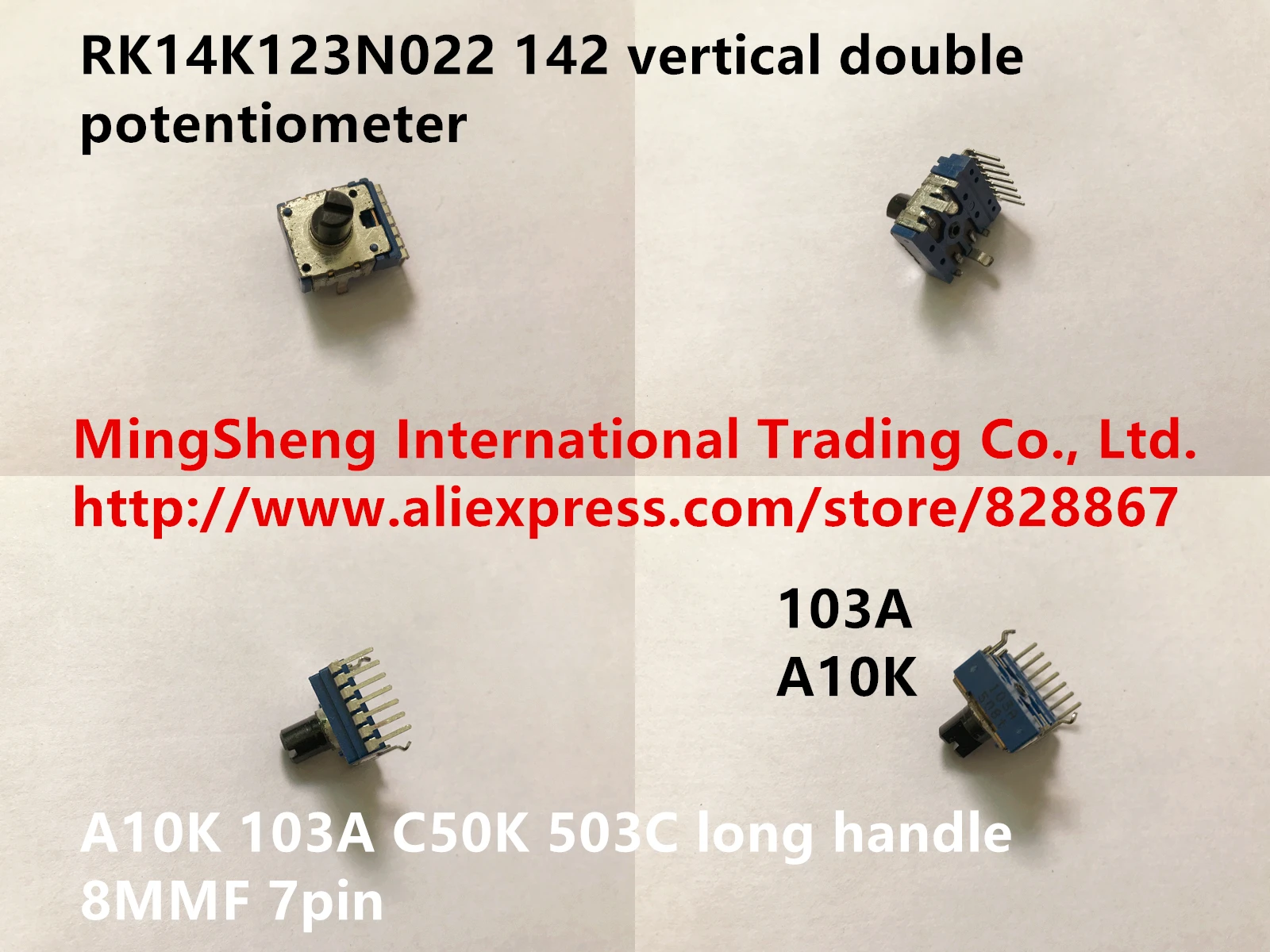 Оригинальный новый вертикальный двойной потенциометр 100% RK14K123N022 142 A10K 103A C50K 503C с