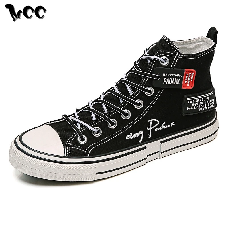 

High Top Canvas Shoes Men Casusal Shoes New Summer Breathable Lace-up Sneaker Male Tenis Footwear with Letter Print