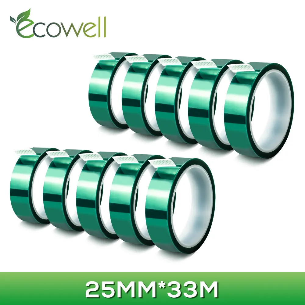 

Ecowell Green PET High Temperature tape 25mm Pet Tape Green Heat Resistant powder coating tape for PCB Solder Plating Insulation