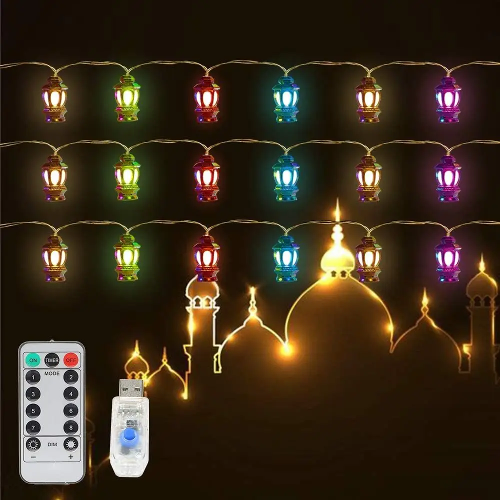 

Ramadan Eid String Light- 9.8ft 20LEDs USB Powered Mubarak Islam Decorative Indoor Lantern Lights String for Muslim Islamic Home