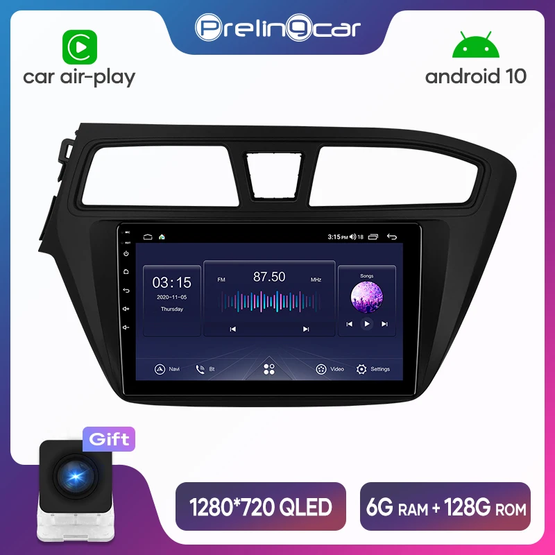 

Автомагнитола Prelingcar, мультимедийный видеоплеер, GPS-навигация, Android 10,0, 2 din, 4G для Hyundai I20 2014, 2015, 2016, 2017, Восьмиядерный