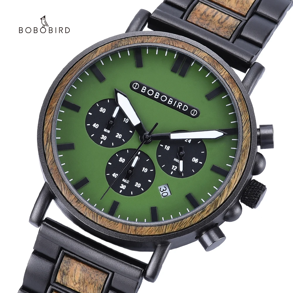 

Часы мужские деревянные с хронографом, в стиле милитари