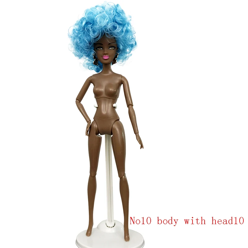

29cm African Black doll body with Colorful Curly Hair Head 11Joints Movable African Doll Toy Brown Doll Best Gift Toy