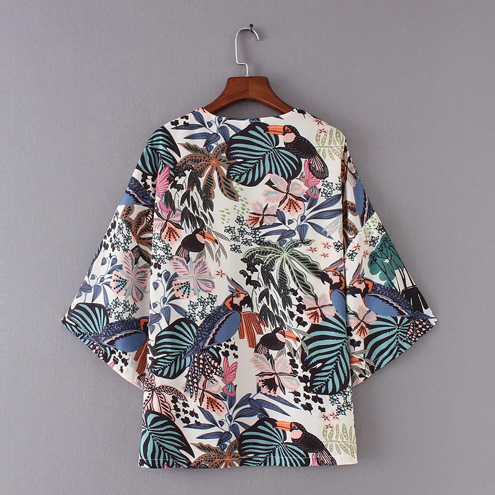 2019 шифоновая Повседневная куртка Модные женские шифоновые цветочные рубашки с