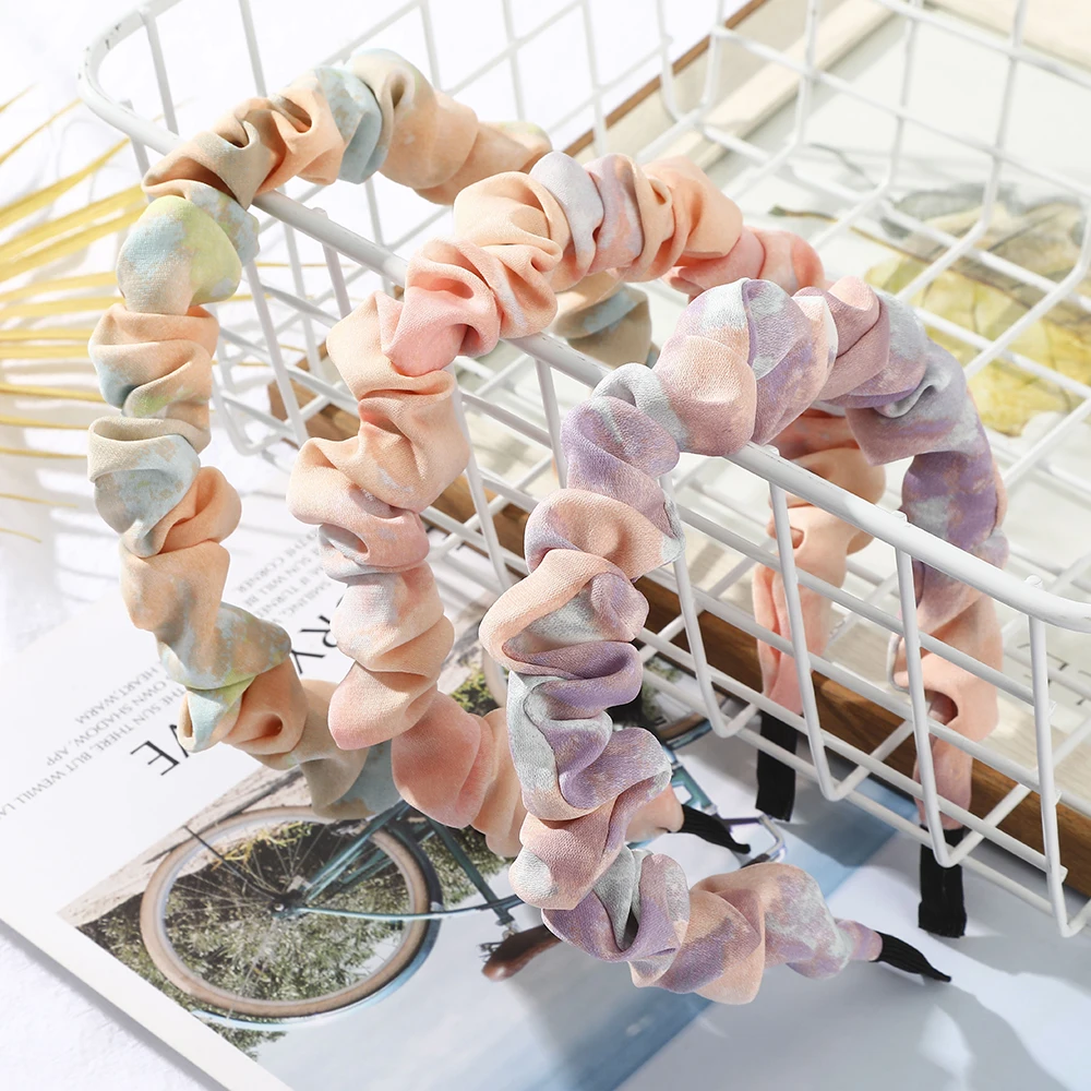 Женская плиссированная повязка на голову AWAYTR однотонная эластичная аксессуар