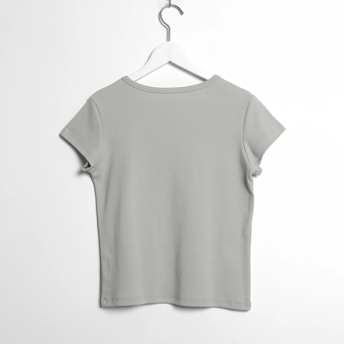 Кроп-Топ женский с коротким рукавом хлопковая короткая футболка круглым вырезом