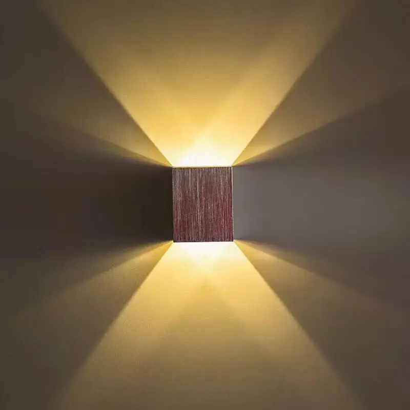 

SANJILANG Ledcreative wall lamp indoor double head square 1w3w bedside lamp corridor TV background wall decoration lamp 110v220v