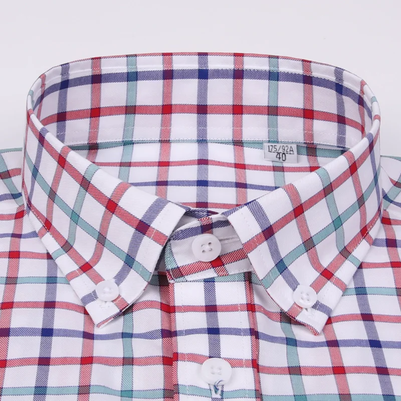 Для мужчин с длинным рукавом контраст Клетчатый плед хлопковые рубашки Без