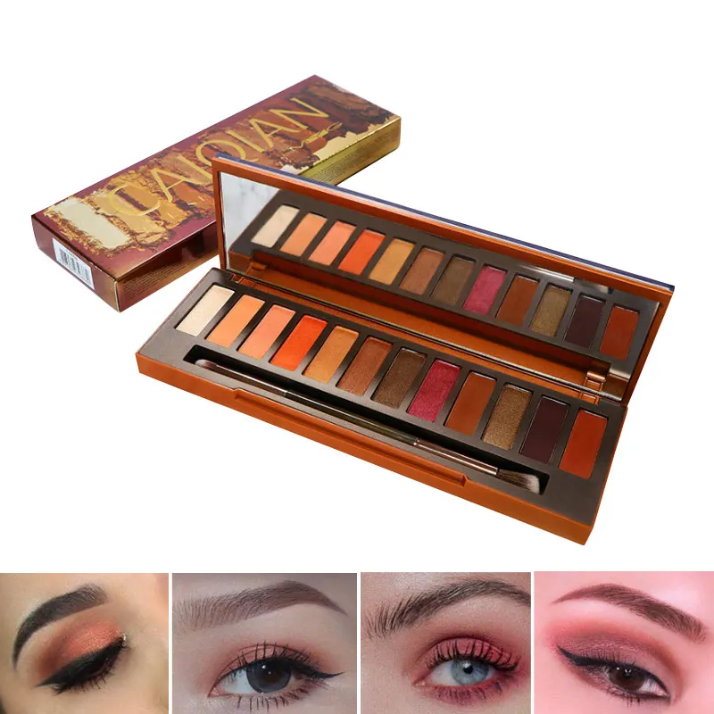 

Hot MYG Nude Eye Shadow Palette Eyes Makeup Smoky Eye Shadow 12 Colors Matte Glitter Heat with Eye Shadow Brush Drop Ship