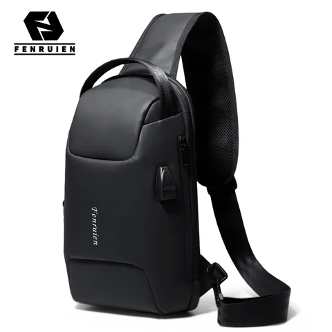 Fenruien 2020 Новое поступление Многофункциональные мужские сумки через плечо Водонепроницаемый USB зарядка грудь пакет противоугонные сумка на плечо