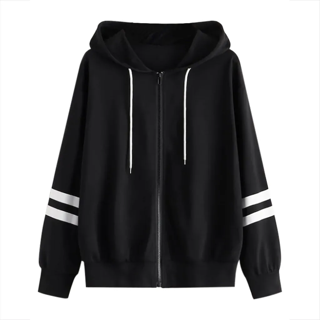 Женская толстовка на молнии JAYCOSIN повседневная спортивная в полоску с длинными