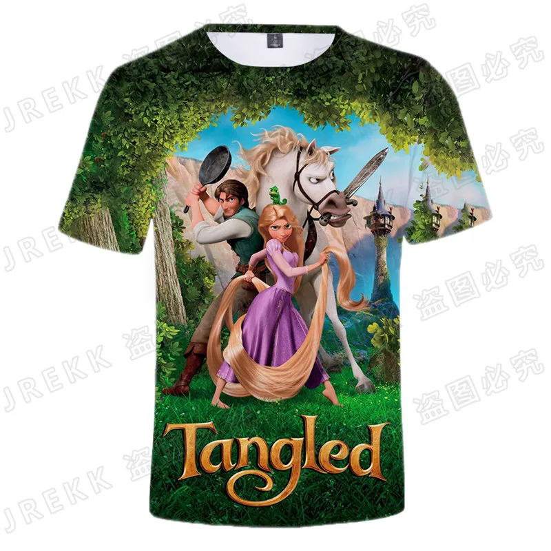 Новинка лета 2022 футболка с 3D принтом из мультфильма Рапунцель для мужчин женщин и