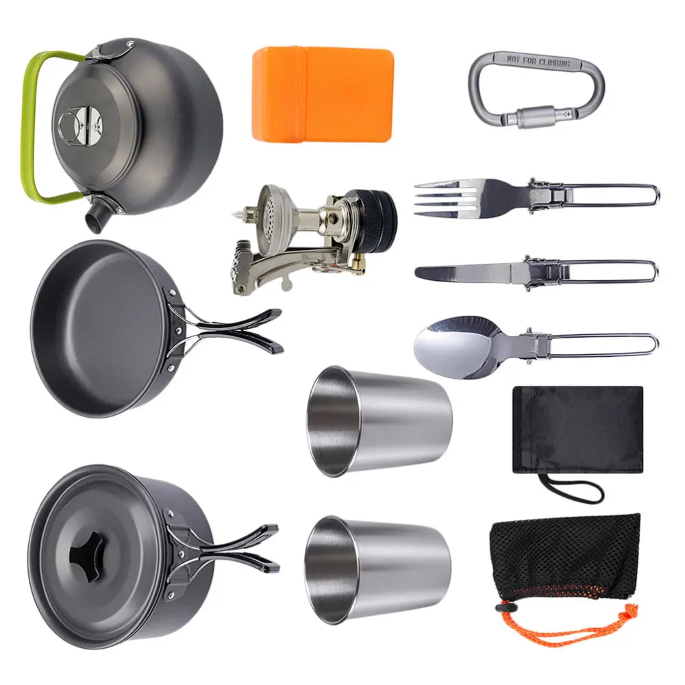 1 комплект портативный чайник для посуды с чашками набор кастрюль кемпинга