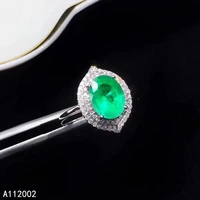 kjjeaxcmy fine jewelry natural emerald 925 sterling silver new adjustable gemstone women ring support test noble luxury