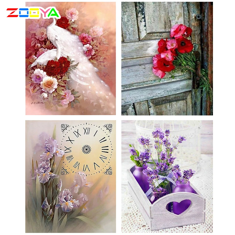 Алмазная живопись ZOOYA полностью квадратная с кристаллами белого павлина 3D сделай