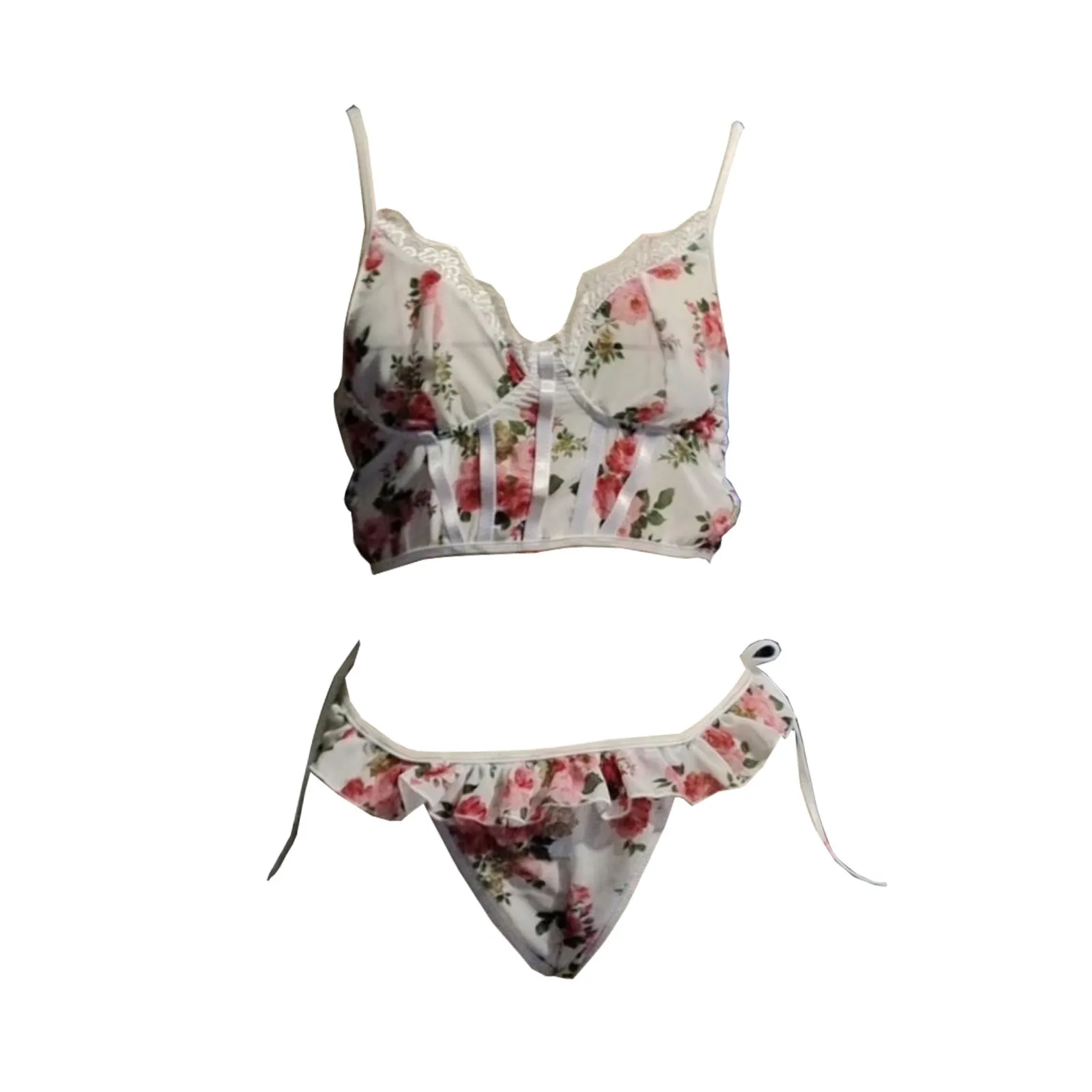 

Underwear Set Sexy Lingerie Transparent Bra Set Floral Embroidery Erotic Lingerie Lace Up Underwear Women Set Bra Intimates