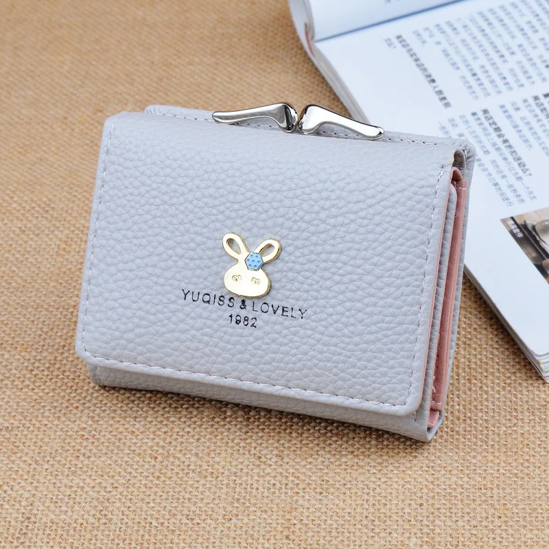 Женский кошелек 2021 дамские короткие женские кошельки украшенные Кроликом для