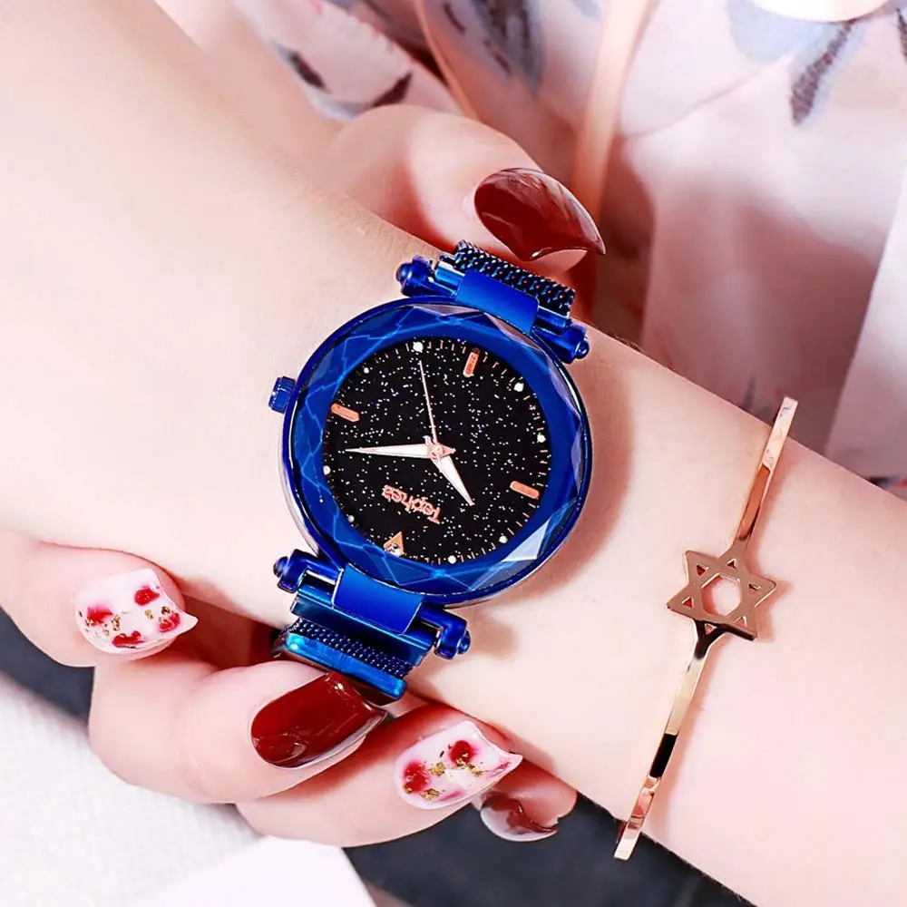 Роскошные женские часы 2019 Звездное небо магнитные водонепроницаемые наручные