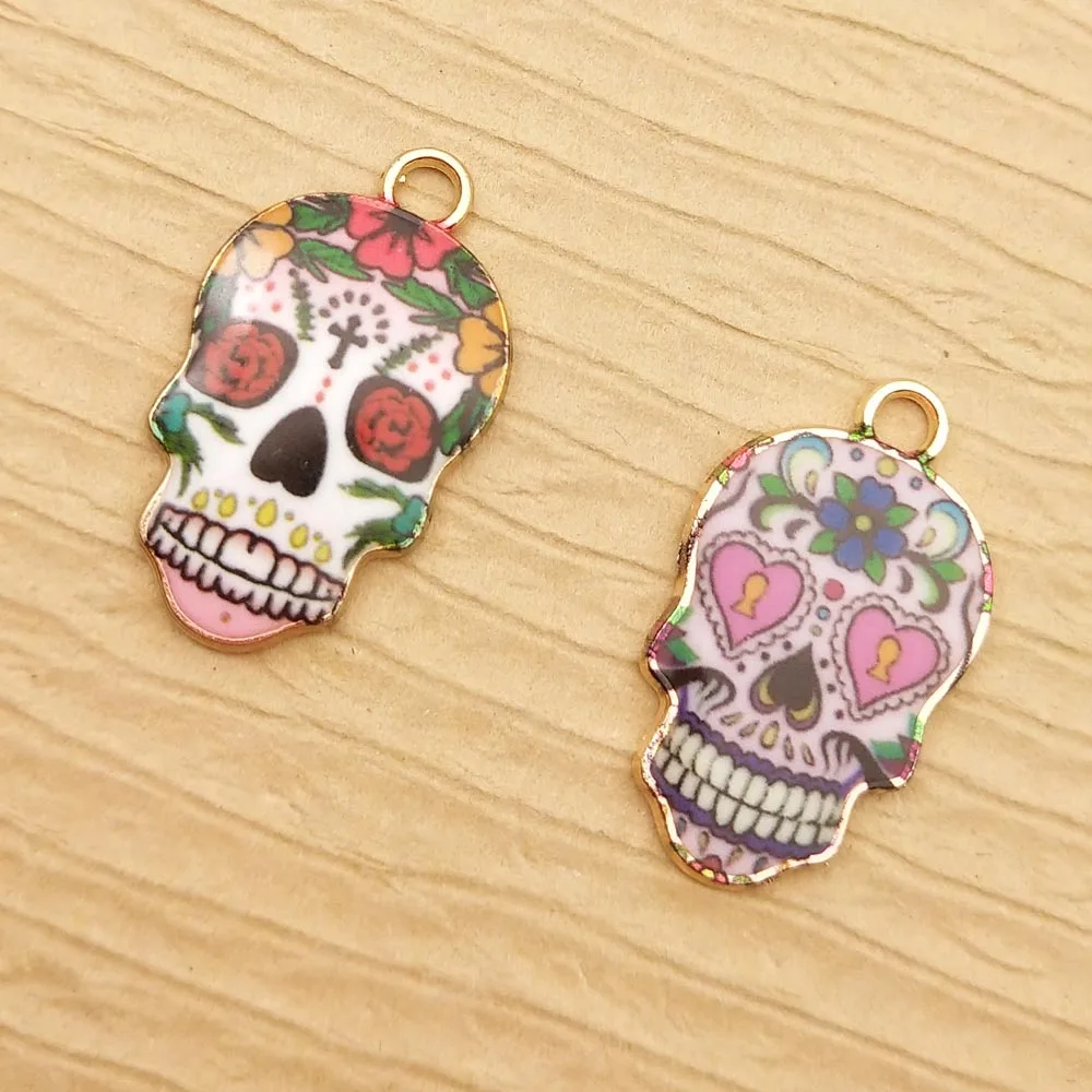 10 шт. эмалевые подвески в виде черепа 12 х21 мм|Шармы| |