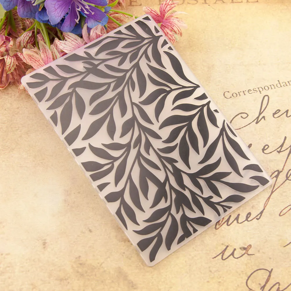 

10.5x14.8cm Branches Leaves Embossing folders Plastic For Scrapbooking DIY Template Fondant Cake Photo Album Card Making