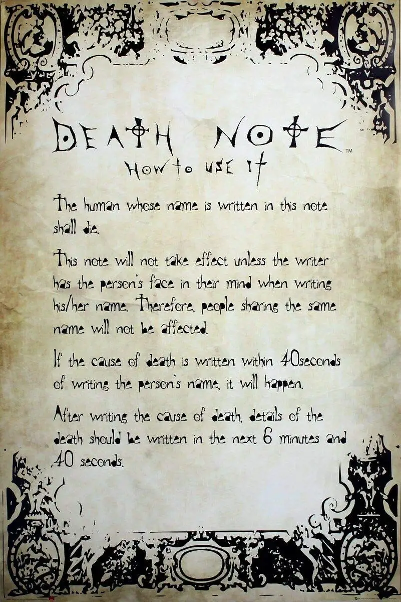 Плакат Death Note Rules Металлический Настенный декор 12x8 дюймов|Таблички и знаки| |