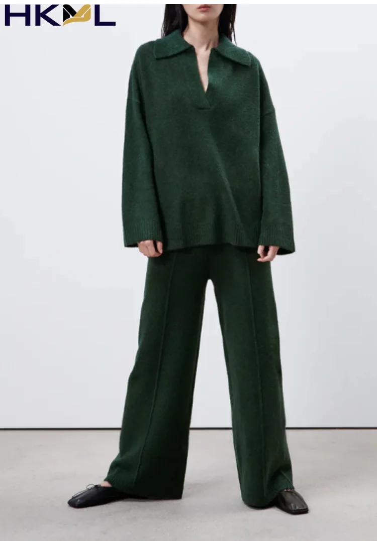 

Women Sweater Pants Two-piece Set Outfit Pullover Trouser 2 piece sets womens outfits New Za Women Knitted Suit Winter Tracksuit