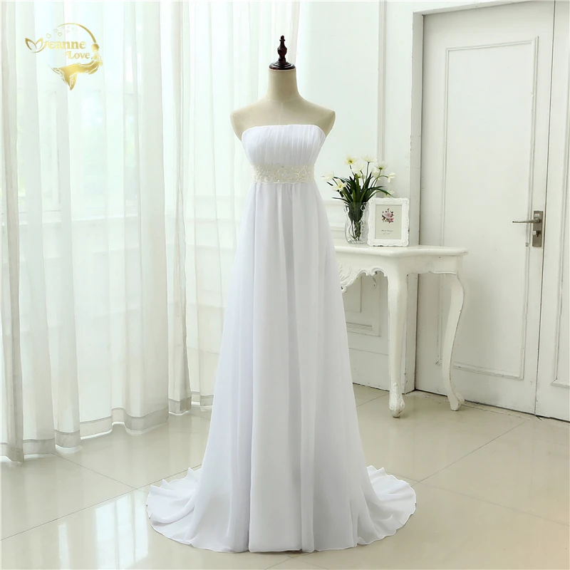 Свадебное платье без бретелек ампир костюм для беременных женщин Vestidos шифон Casamento белые слоновая кость Длинные свадебные платья es OW770021