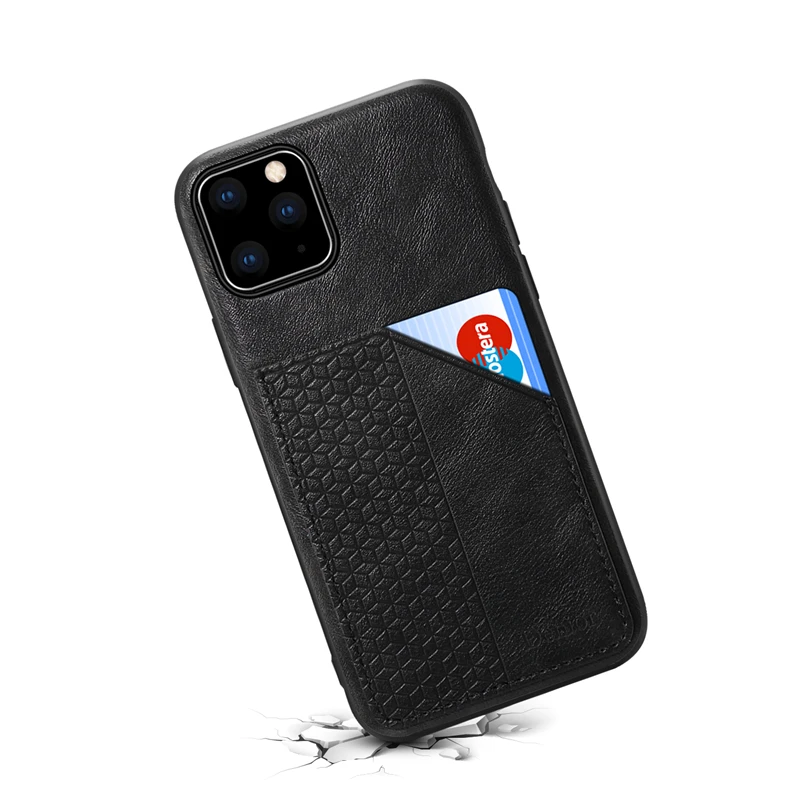 Чехол для телефона с держателем карт для Apple iPhone 11 Pro Max, роскошный кожаный чехол с силиконовой рамкой, антидетонационный бизнес