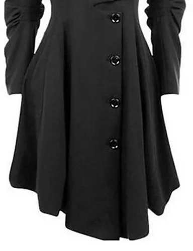 

New Fashion Women Asymmetric Button Slim Female Wool Coat Winter Warm Turtleneck Long Sleeve Single Breasted Coat