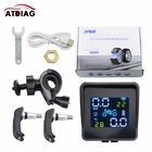 Система контроля давления в шинах TPMS, встроенная система контроля температуры на солнечной батарее, 2 датчика, 5 В, 6,2 бар, USB-дисплей времени активной сигнализации