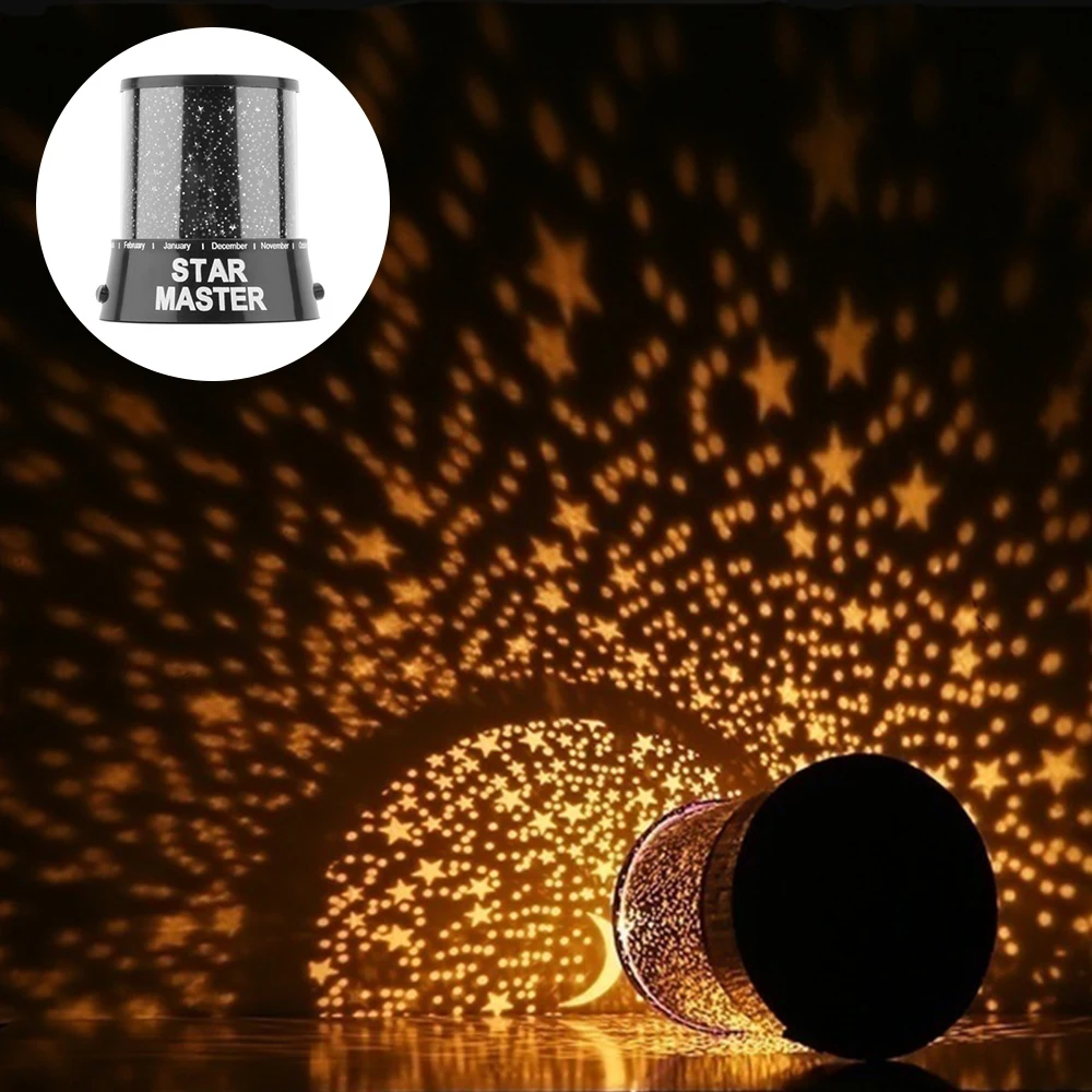 LED проектор ночного света "Звездное небо" со сверкающими звездами для детей, романтический цветной светодиодный проектор.