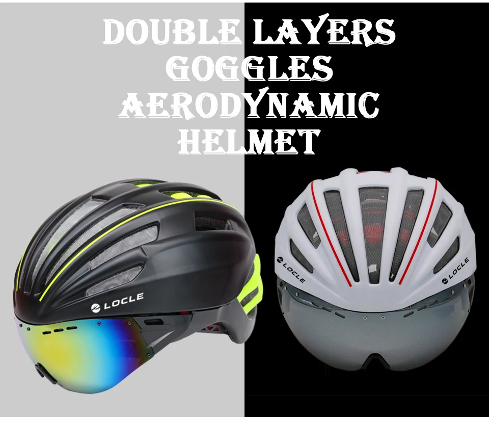 LOCLE Goggles велосипедный шлем двухслойный дорожный горный велосипедный шлем с линзой ультралегкий Casco Ciclismo велосипедный шлем 55-61 см