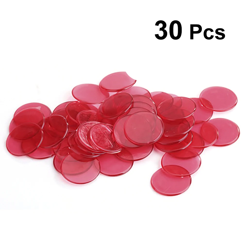 30pcs 20/30/40/80pcs Transparent Counters Counting Bingo Chips Plastic Markers Bingo Supplies Poker Chips Casino Bingo Markers Token - Цвет: 30pcs