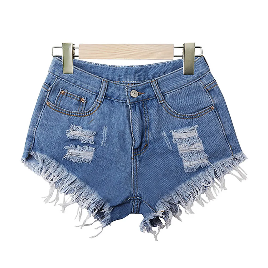 

Female Fashion Casual Pockets Hole Jeans Shorts Women High Waist Slim Denim Booty Shorts Plus Size Sexy short Jeans