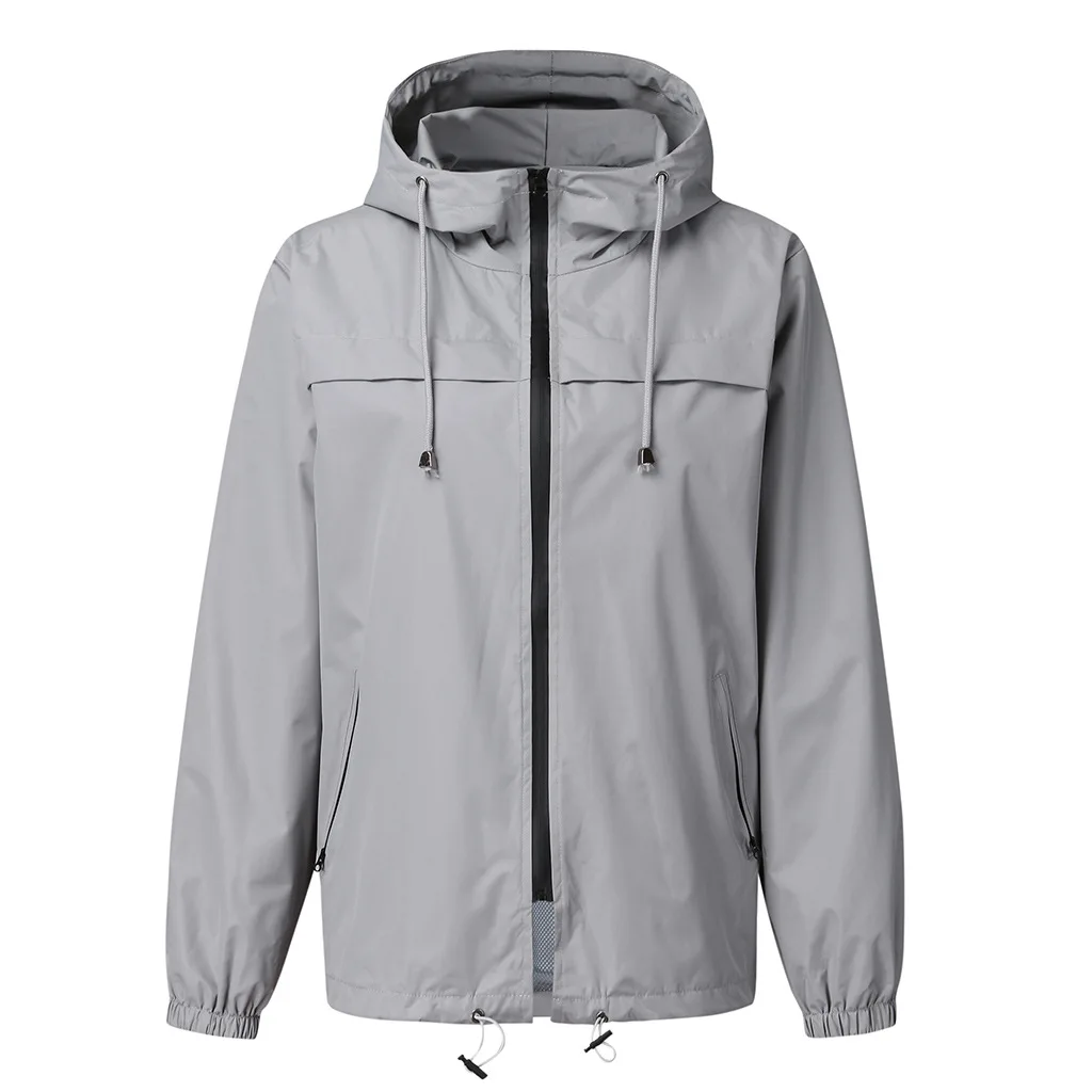 

Women Solid Warm Jacket Outdoor Waterproof Hooded Raincoat Pocket Hiking Fast Dry Windproof Raincoat for Womans