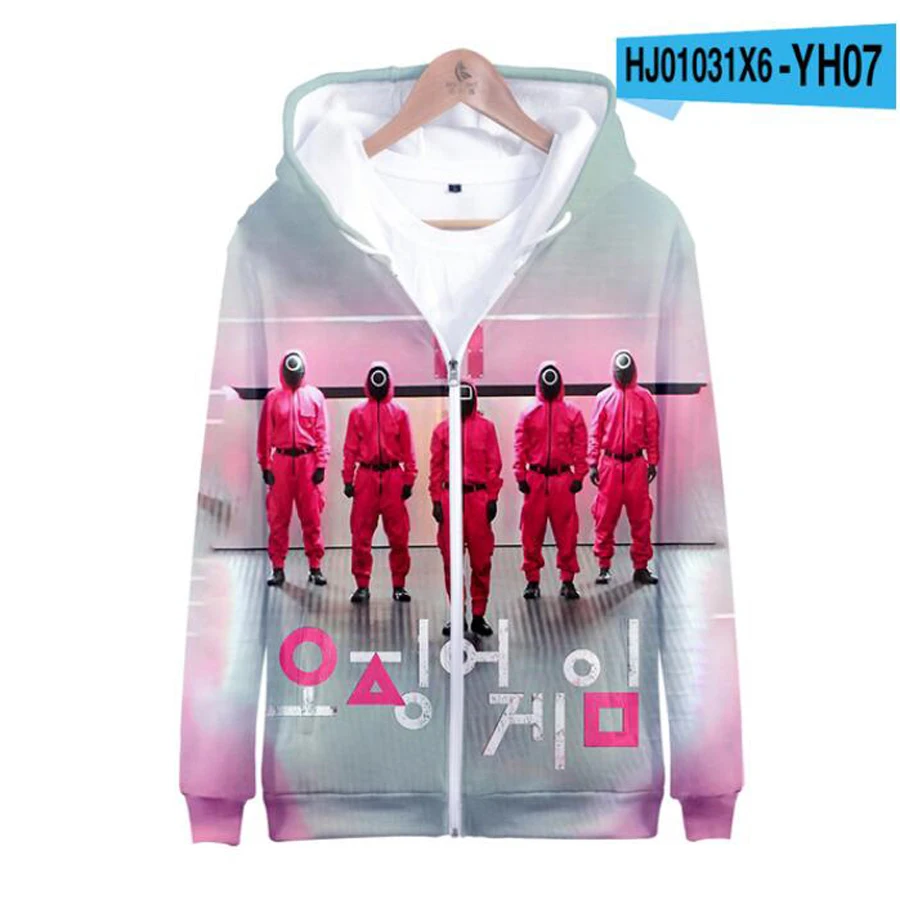 

Imaginative Squid Game 3D Oversize Zip Up Hoodie Men Women Sweatshirt Streetwear Zipper Hooded Jacket Children Cosplay Costume