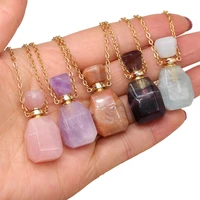 natural stone agates perfume bottle 60cm necklace pendant amethysts rose quartzs necklace charm jewelry gift size 17x36x13mm