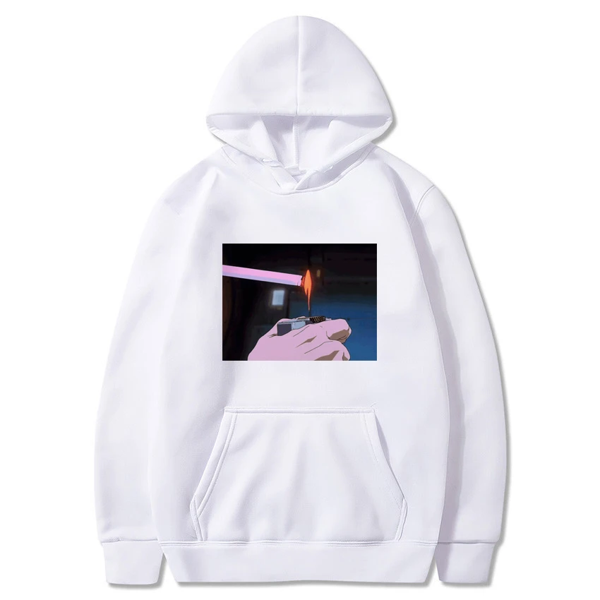 Harajuku Sad somke Vapor wave принт Забавный аниме принт унисекс толстовка мужские толстовки мужские повседневные топы с капюшоном уличная одежда