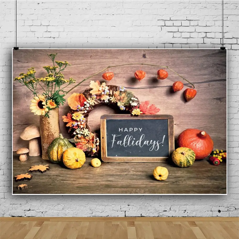 

Autumn Farm Pumpkin Flower Wood Floor Newborn Baby Portrait Backdrop Vinyl Background Photography Backgrounds For Photo Studio