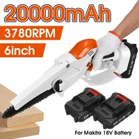 20000mah 21v 6 inch mini electric chain saw rechargeable chainsaw 2 batteries pruning garden power tool for makita 18v battery